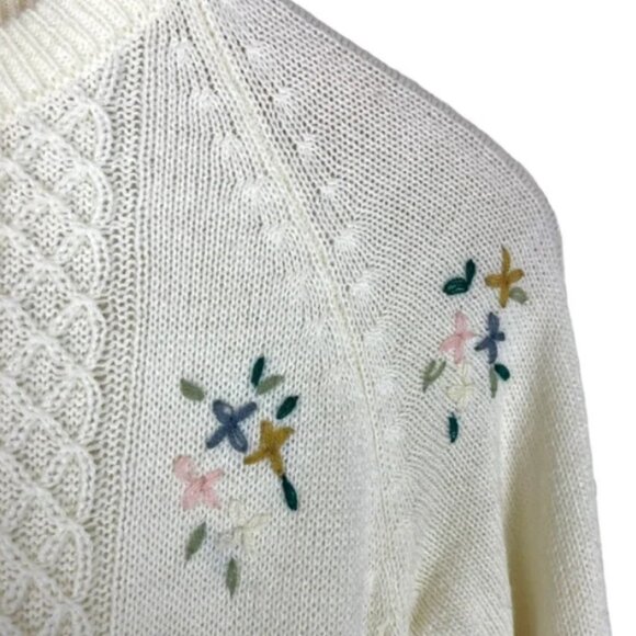 Vintage Cherry Stix Sweater Dress Floral Embroidery Cottagecore Grandmacore - Picture 6 of 9